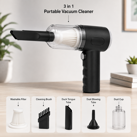 3-in-1 Portable Cordless Vacuum Cleaner – Compact Handheld Dust Cleaner