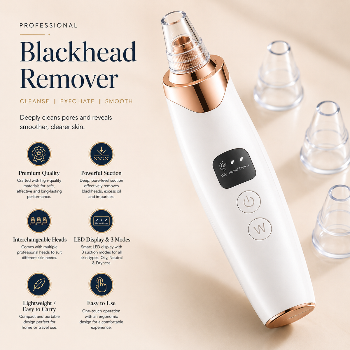 Electric Blackhead Remover – At-Home Pore Cleaning Beauty Tool