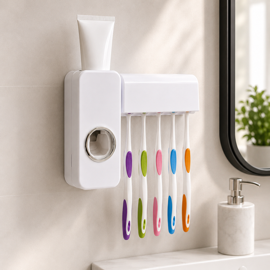 Automatic Toothpaste Dispenser with 5 Toothbrush Holder